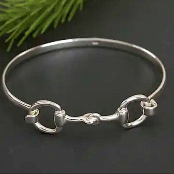 Sterling Silver HorseBit Bracelet Snaffle D Ring Bangle - Picture 1 of 11